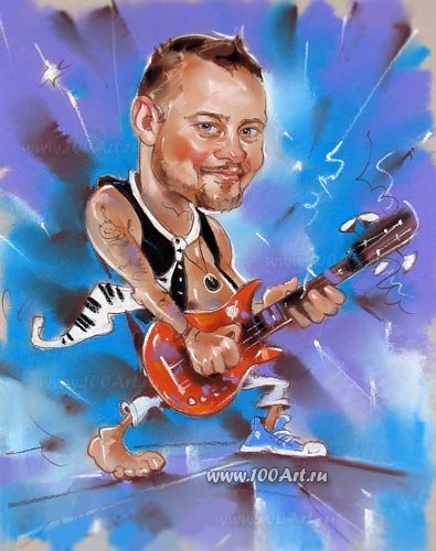 Шарж мужчина с гитарой