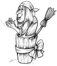 Баба Яга карандашом для детей