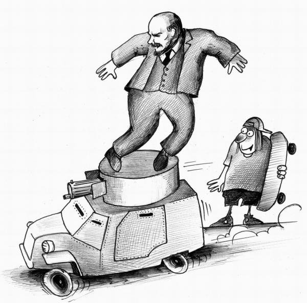 Ленин на броневике карикатура