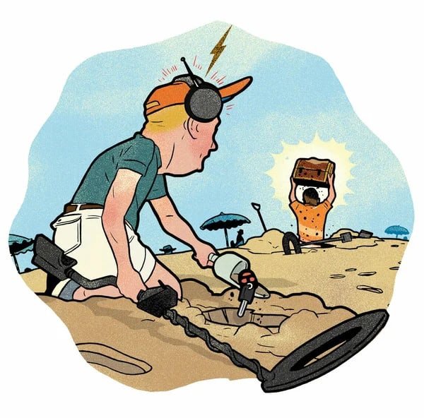 Шарж с металлоискателем