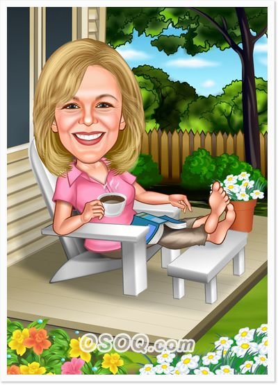 Шарж девушка на даче