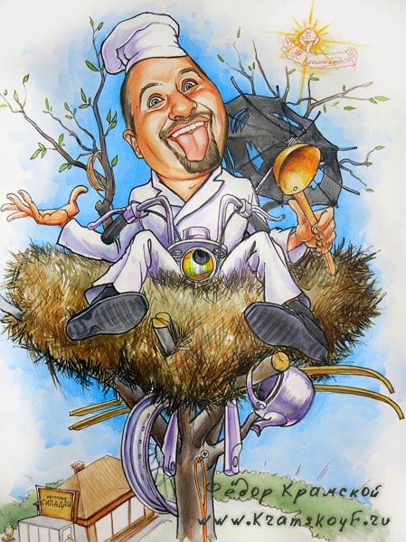 Шарж футболиста с мячом