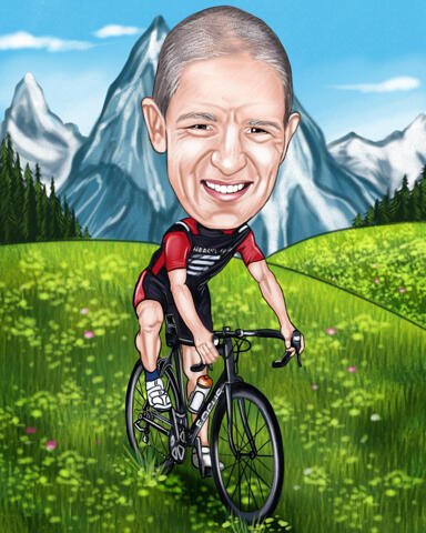Шарж мужчина на велосипеде