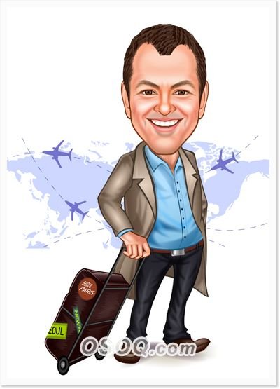 Шарж мужчина путешественник