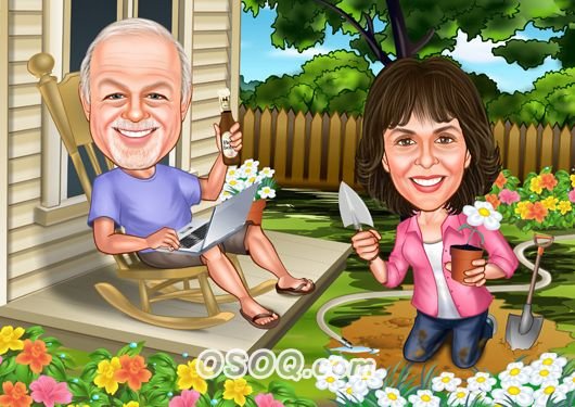 Шарж муж и жена