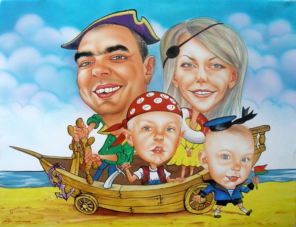 Шарж Свадебные с ребенком