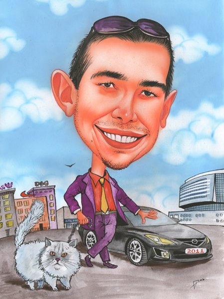 Шарж молодой человек