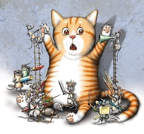 Мультяшные котики и сосиски