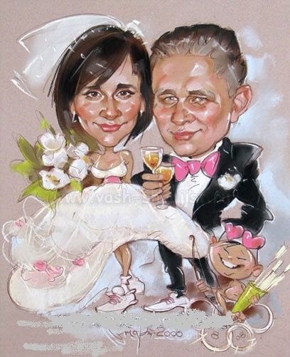 Шарж на свадьбу для мужа и жены