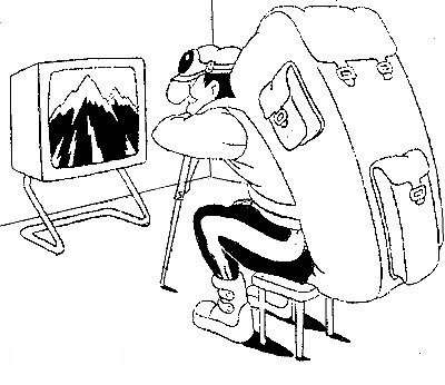 Турист с рюкзаком карикатура