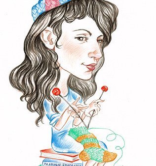 Шарж вязальщица