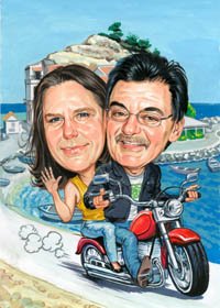 Шарж на мотоцикле