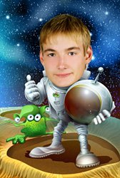 Шарж очень близко голова Космонавта
