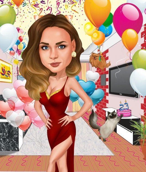 Шарж девушка с машиной