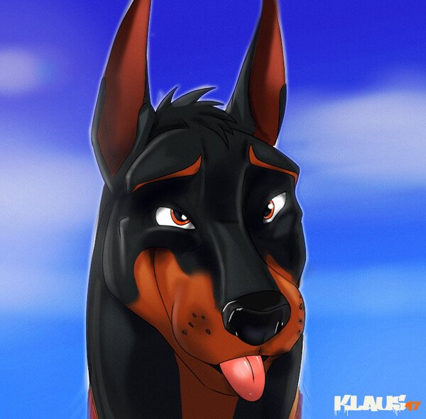 Девушка с доберманом арт