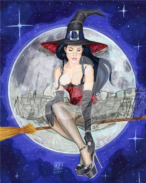 Шарж ведьма на метле