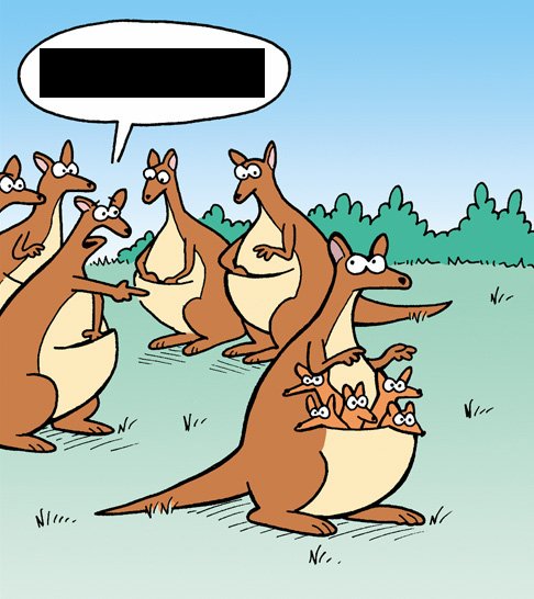 Карикатуры про кенгуру и человека