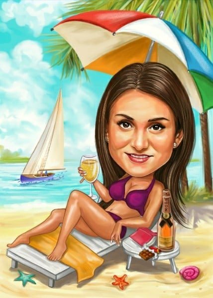 Шарж на пляже