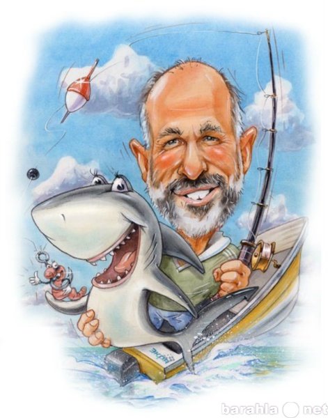 Шарж Рыбак на лодке