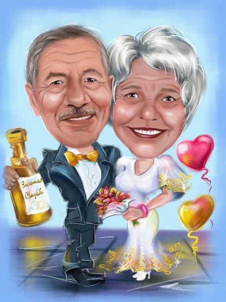 Шарж свадебный на корабле