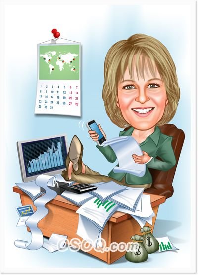 Шарж женщина в офисе