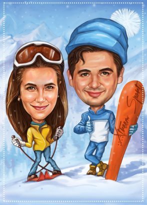 Шарж лыжник