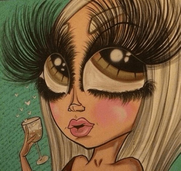 Мультяшная девочка с ресничками