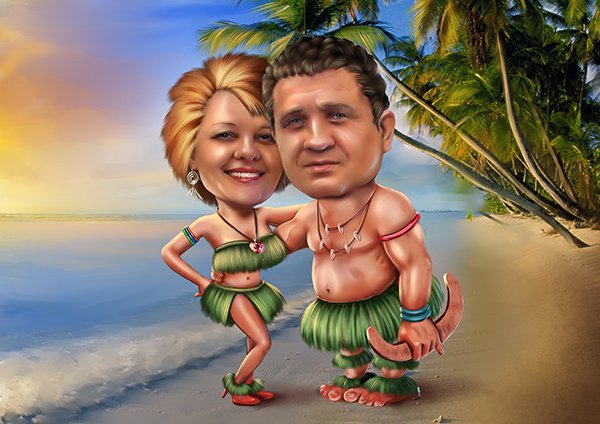 Шарж пара на море