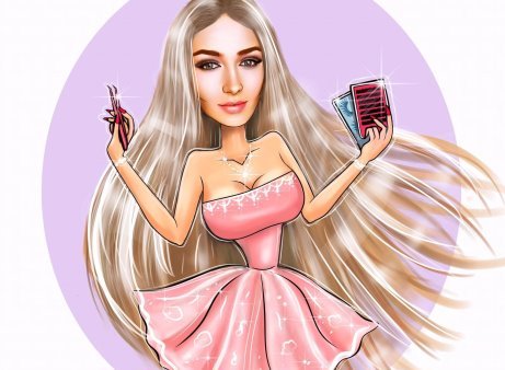 Шарж для мастера по наращиванию.ресниц блондинка