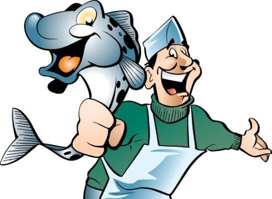 Повар с рыбой