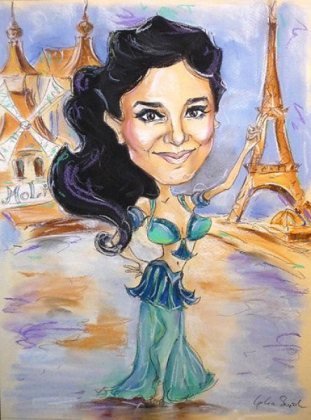 Шарж девушка в Париже