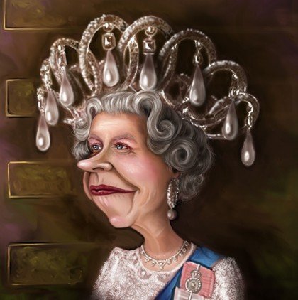 Королева Англии Елизавета карикатура