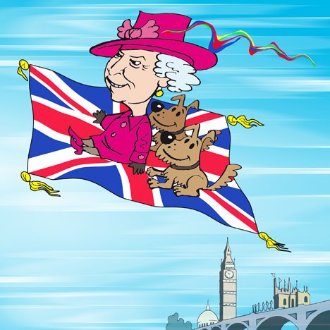 Королева Англии Елизавета карикатура