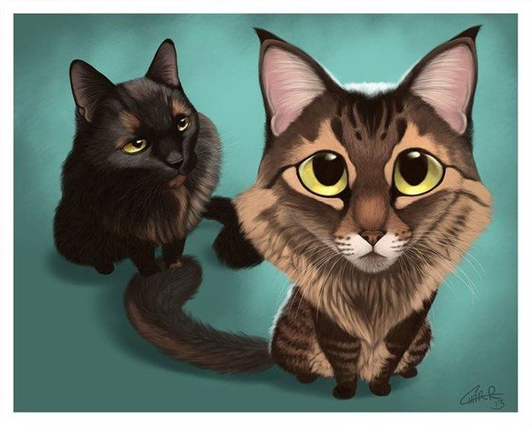 Шаржи на животных котов