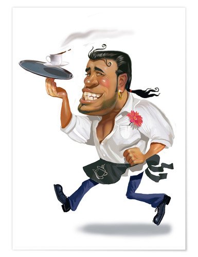 Официант карикатура