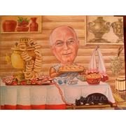 Шарж в бане с самоваром