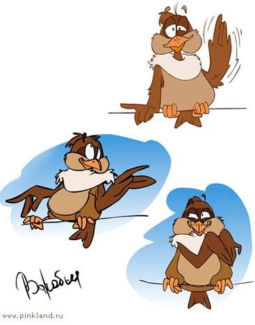 Прикольные мультяшные воробьи