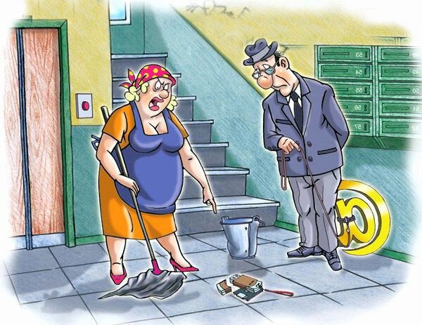 Уборщица карикатура