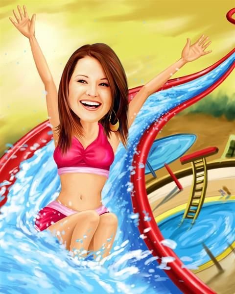 Мультяшная девочка пловчиха