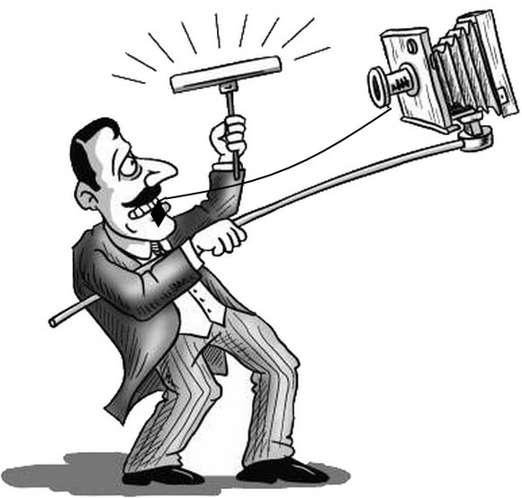 Карикатура селфи девушка