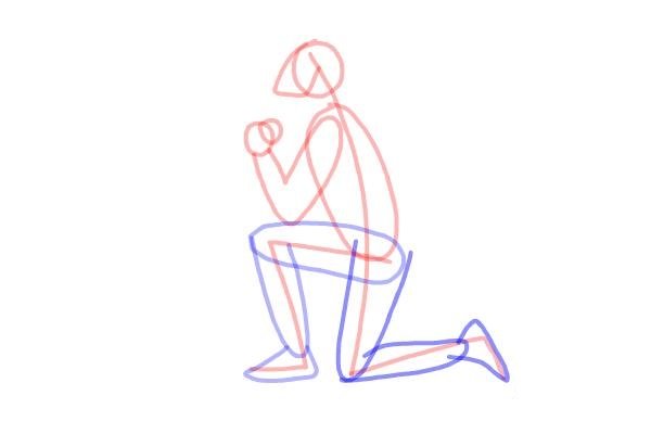 Рисование людей на одном колене