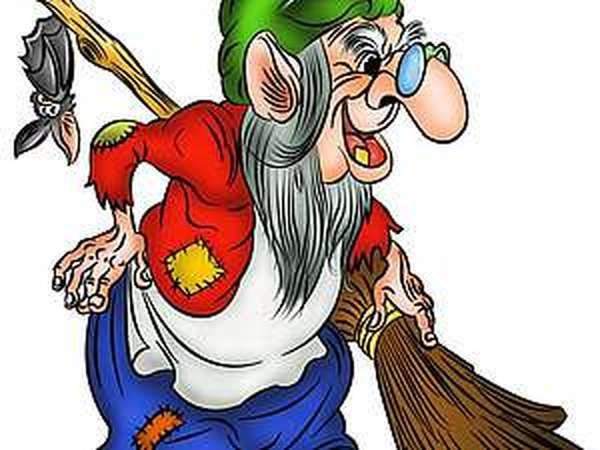 Баба Яга на прозрачном фоне