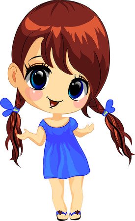 Девочка с косичками мультяшная