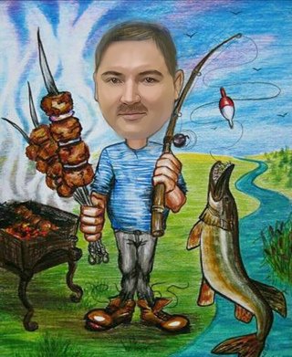 Шарж грибник мужчина