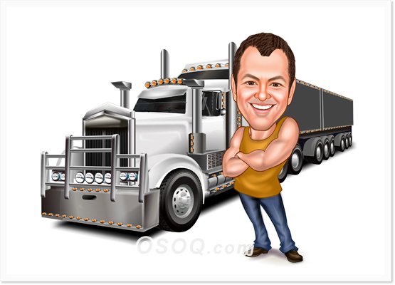 Карикатура на водителя грузовика