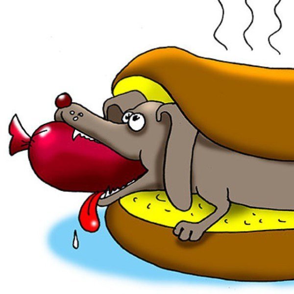 Сосиска карикатура