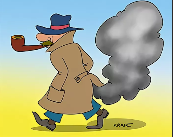 Карикатура курит трубку