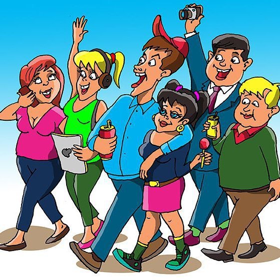 Карикатура на современную молодежь