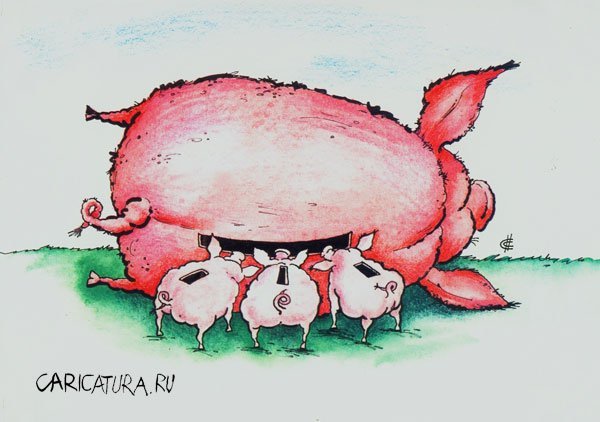 Карикатура копилка Свинка