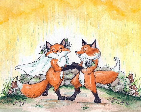 Лиса с лисом свадьба